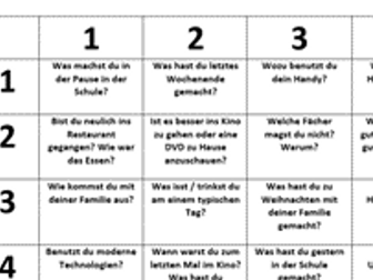 School & Freetime speaking grid (Schule / Freizeit)