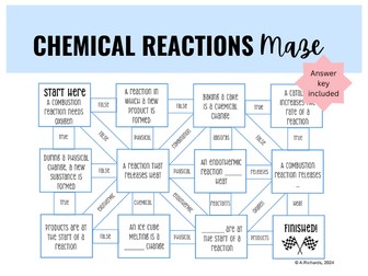 Chemical Reactions Maze Worksheet