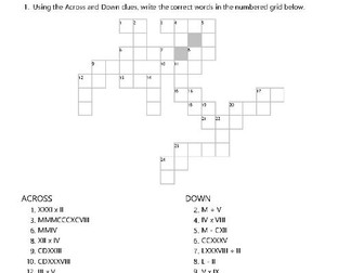 Roman numerals crosswords