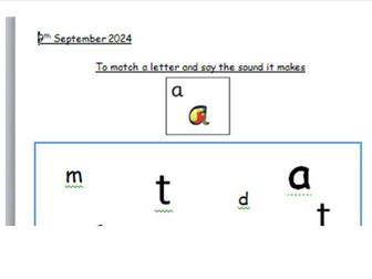 Matching activity with letters m, a, s, d, t (RWI)