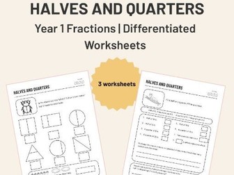 Halves and Quarters Year 1 Worksheets
