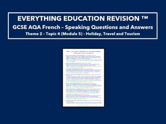GCSE AQA French Speaking Revision Questions & Answers – Theme 2 (Topic 4 - Holiday and Travel)
