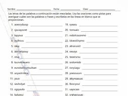 Possessive Pronouns Jumbled Words Spanish Worksheet