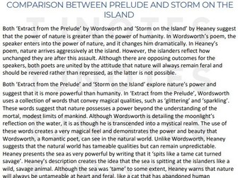 Grade 9 Essay AQA GCSE English literature Power and conflict - The Prelude & Storm on the Island