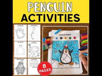 Penguin Activities : Cutting/ Coloring/ Writing/ Symmetry..., Winter Activities