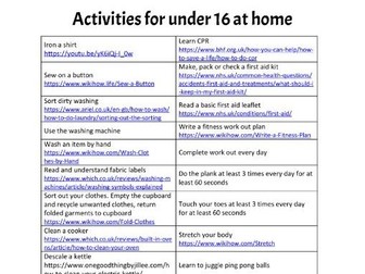 80 Life Skill activities to complete at home