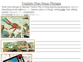 Traction Man Noun Phrases Worksheet (differentiated)