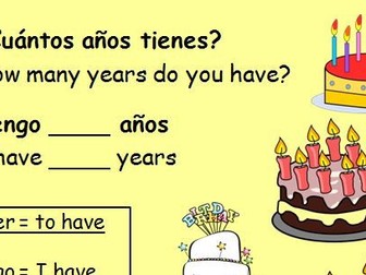 Spanish numbers, ages and birthdays lesson