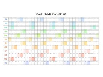 Colourful, Whole Page, 2025 Wall Planner