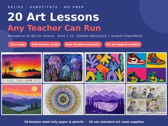 20 No-Prep Art Lessons for Relief/Substitute | Years 7-10