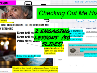 CHECKING OUT ME HISTORY 2 LESSONS CONTEXT/LANG PAPER 2 SKILLS PRACTICE/ FULLY ANNOTATED SLIDES