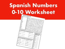 Spanish Numbers 0-10 Worksheet | Teaching Resources