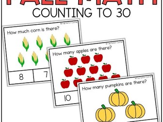 First Day Of Fall Math Activities Kindergarten Counting to 10 20 30 Clip Cards