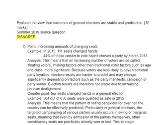 Edexcel A-Level Government and Poltics Essay Plan