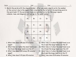 Telling Time Magic Square
