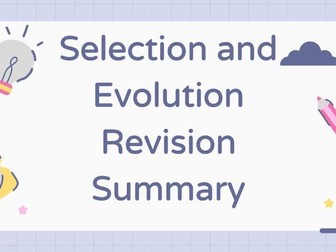 A-Level Biology - Selection and Evolution - Revision Powerpoint and worksheet