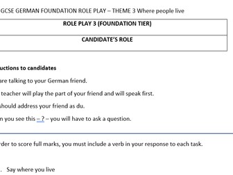 AQA German GCSE Role Play 2026 Where people live
