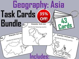 Geography Task Cards Bundle - Asia: West, South, East, and Southeast