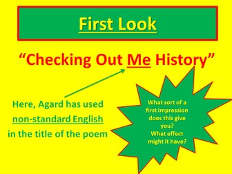 Checking Out Me History - SEN / Low Ability Year 8 / 9 Lesson and Resources (Character and Voice)