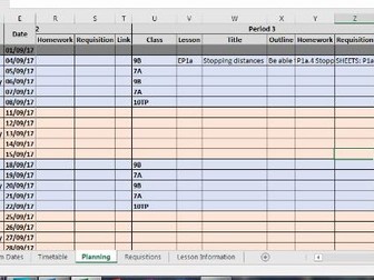 Planning Database Template (5 period, 2 week timetable)