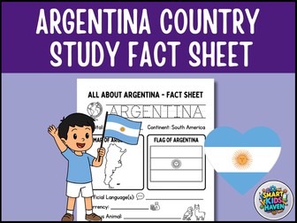 Argentina Map and Flag Country Study Research Project Worksheet Geography Activity