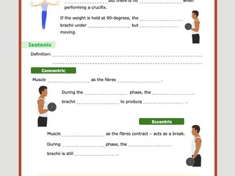 A Level PE - Muscle Contractions Worksheet and Answers