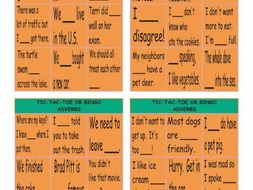 Adverbs Tic-Tac-Toe or Bingo Game