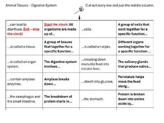 AQA Biology GCSE - Resource cards: 'Finish the sentence' activity