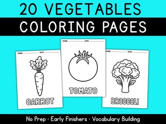 Vegetables Coloring Pages for Preschool & Kindergarten