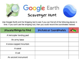 Google Earth - Scavenger Hunt