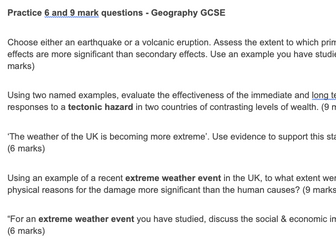 AQA GCSE Geography Practice Questions Revision