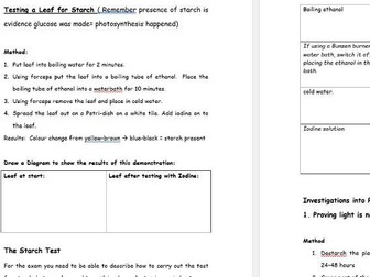 CCEA Double Award Biology Unit 1 Topic 2 Plants and Photosynthesis