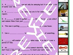 House Repairs, Tools and Supplies 3 Photo Worksheet Set