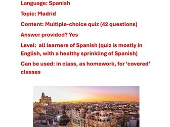 Madrid quiz (multiple-choice) for all learners of Spanish.