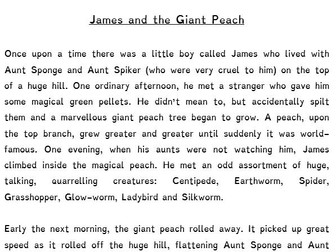James And The Giant Peach Short Story (Text) A Journey Tale