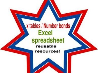 Tables/Number bonds for Excel reusable spreadsheets