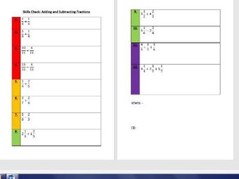 Adding & Subtracting Fractions Skills Check