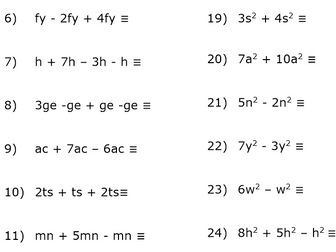 Simplifying basic expressions(Identities) and expanding a single pair of brackets