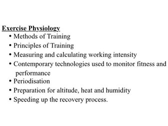A level PE Methods of training, principles, technologies, periodaisation, prep for altitude