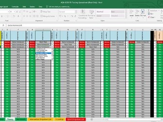 AQA GCSE PE Interactive Data Tracking Assessment Spreadsheet