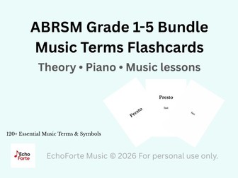 Music Theory Grades 1–5 Music Terms Flashcards Bundle