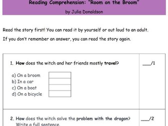 Reading Comprehension - "Room on the Broom"