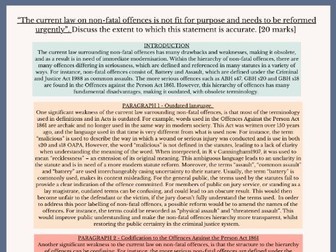 Evaluation of Non-fatal Offences, Consent and Self-defence A Level Law