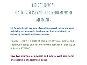 Edexcel GCSE Biology Topic 5 Grade 9 Notes