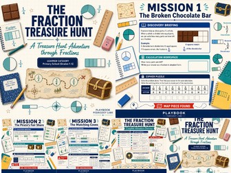 The Fraction Treasure Hunt: A Treasure Hunt Adventure through Fractions | Math Game | Activities