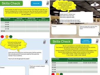 Wages calculations Maths FS2  complete lesson powerpoint and workbook