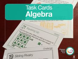 Algebra Problems | Task Cards | 24 Questions 4 Differentiations 96 Cards