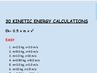 Kinetic energy calculations