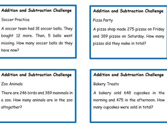 Addition and Subtraction Word Problem Cards