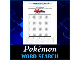 Pokémon Word Search Puzzle | Printable Worksheet